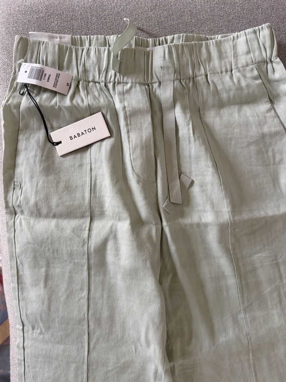Babaton Light Sage Ankle Length Linen-Blend Pants, Size S, NEW